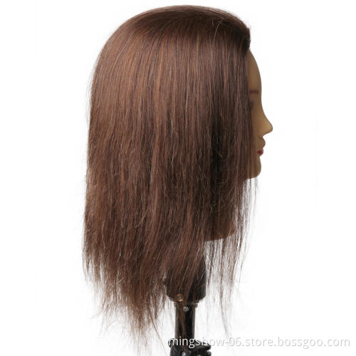 14 inch 100 real human hair mannequin head brown hair